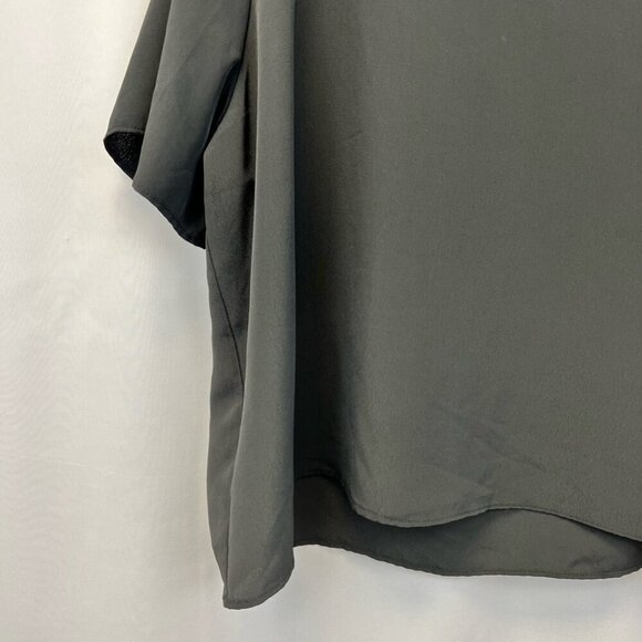 Divided Womens Blouse Black Short Sleeve Studded Mock Neck Boxy Fit Plus 18 - Picture 9 of 11